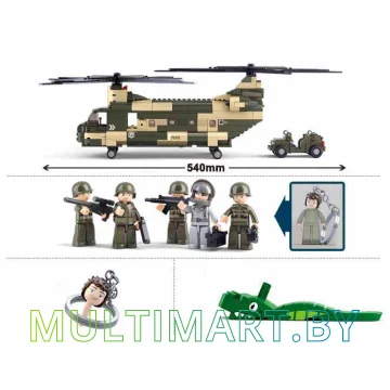 Конструктор Sluban M38-B0508 Транспортный вертолет (520 деталей) картинка 3